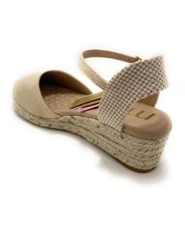Sandalen für Damen MYSOFT ESPADRILLES MIT NIEDRIGEM KEILABSATZ UND SCHNALLE - BEIGE