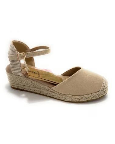 Sandalen für Damen MYSOFT ESPADRILLES MIT NIEDRIGEM KEILABSATZ UND SCHNALLE - BEIGE