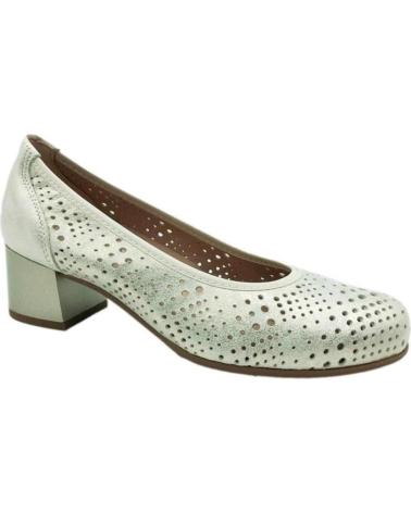 PITILLOS ZAPATO SALON PIEL CON TACON BAJO PARA MUJER 10461 COLOR ORO METAL