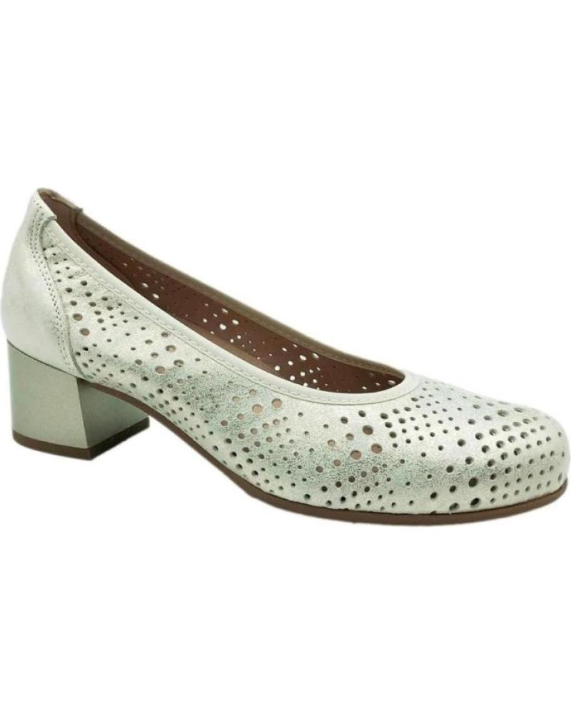 PITILLOS ZAPATO SALON PIEL CON TACON BAJO PARA MUJER 10461 COLOR ORO METAL
