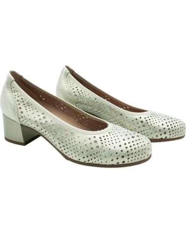 PITILLOS ZAPATO SALON PIEL CON TACON BAJO PARA MUJER 10461 COLOR ORO METAL