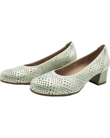 PITILLOS ZAPATO SALON PIEL CON TACON BAJO PARA MUJER 10461 COLOR ORO METAL