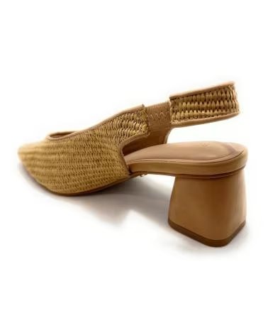 Zapatos de Mujer BUONAROTTI SALÓN DESTALONADO TACÓN TEXTIL BEIGE