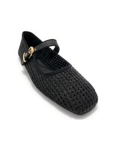 Sabrinas de Mulher KISS LEISS SAPATILHAS RASAS COM DESIGN PERFURADO E FECHO DE FIVELA NEGRO
