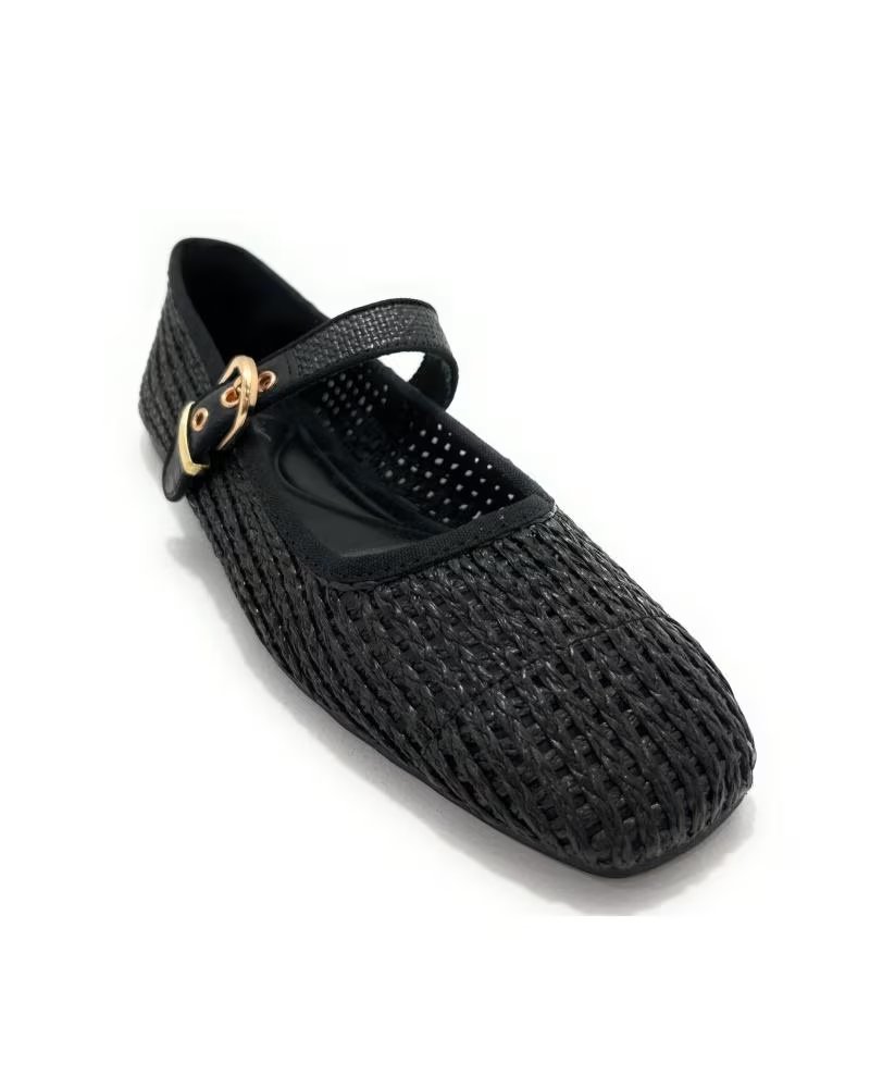 Sabrinas de Mulher KISS LEISS SAPATILHAS RASAS COM DESIGN PERFURADO E FECHO DE FIVELA NEGRO