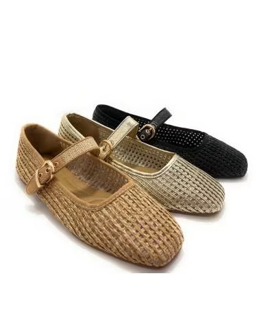Sabrinas de Mulher KISS LEISS SAPATILHAS RASAS COM DESIGN PERFURADO E FECHO DE FIVELA NEGRO