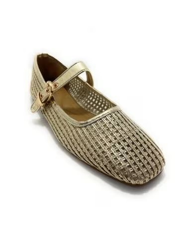 Sabrinas de Mulher KISS LEISS BAILARINAS RASAS COM DESIGN PERFURADO E FIVELA AMARILLO