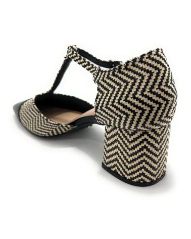 Sandali per Donna BUONAROTTI ZAPATOS SALON MUJER PUNTERA TEXTIL TACON NEGRO