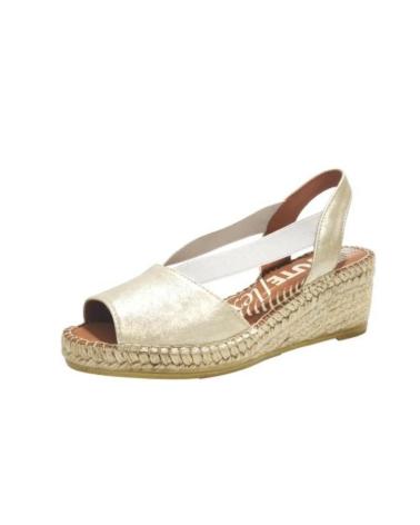 SANDALIAS ALPARGATA VIGUERA 2191 PIEL CUÑA YUTE PLATINO PLATINO