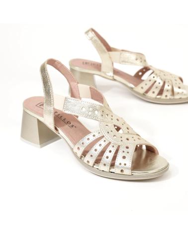PITILLOS 10530 LEATHER METALLIC GOLD LOW HEEL SANDAL AMARILLO