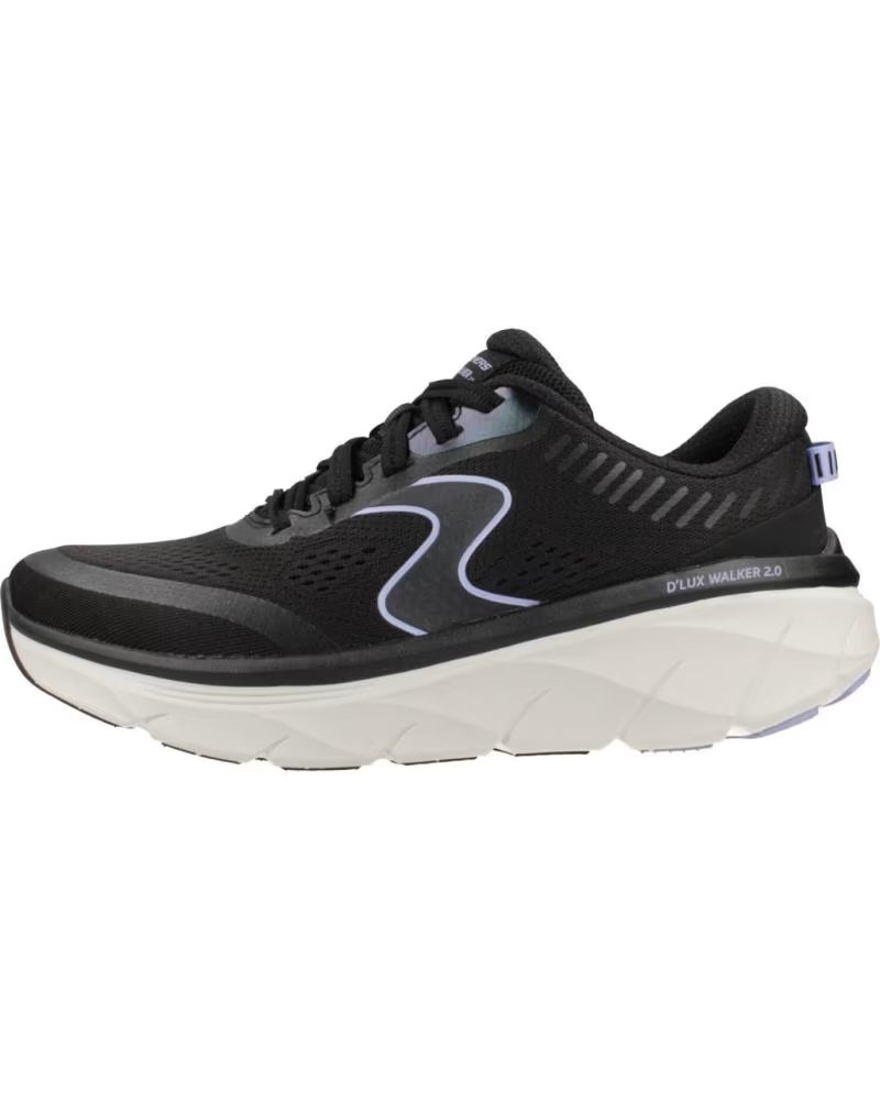 SKECHERS ZAPATILLAS 150007-BKLV EN NEGRO PARA MUJER BLACK MESH-SYNTHETIC-LAVENDER TRIM