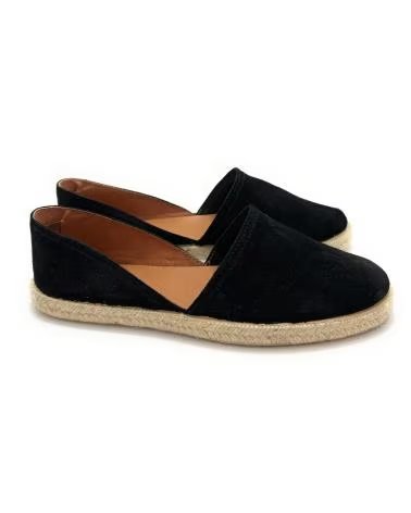 PONNY ESPADRILLES EN CUIR SUÉDÉ PLATES NEGRO