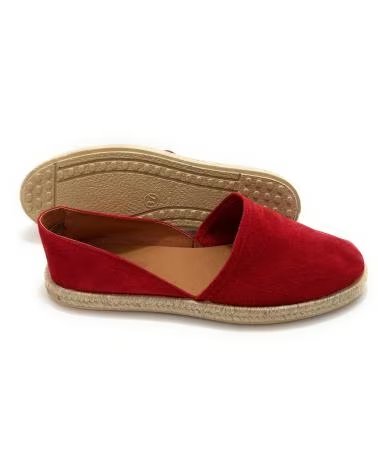 PONNY ESPADRILLES PLATES EN CUIR SUÉDÉ ROUGE ROJO