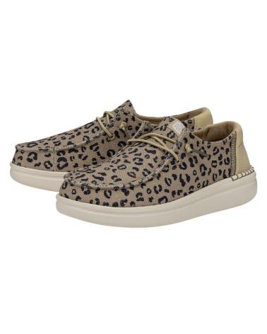 Nauticos-De-Mujer-HEY-DUDE-ZAPATILLA-CASUAL-DE-LONA-CON-SUELA-DE-GOMA-ANIMAL-TAN