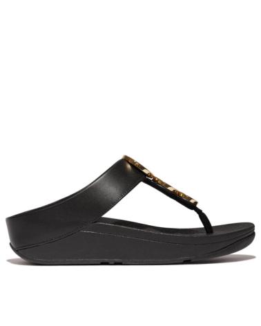 Chinelos de Mulher FITFLOP FINO RESIN-HOOP TOE POST NEGRA NEGRO