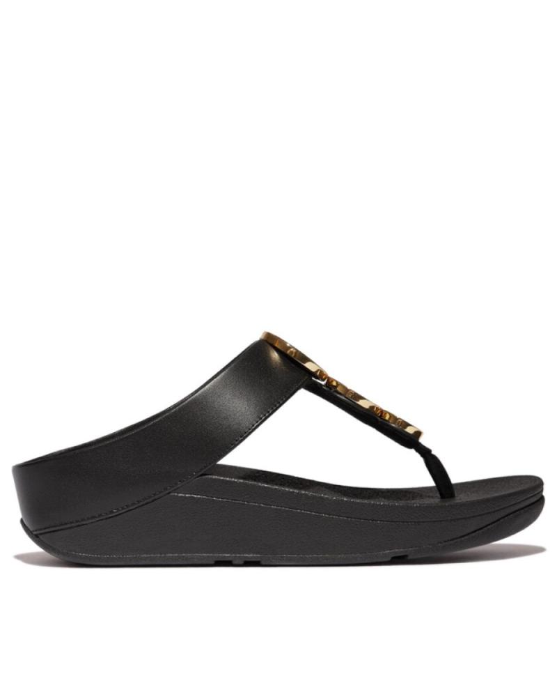 Chinelos de Mulher FITFLOP FINO RESIN-HOOP TOE POST NEGRA NEGRO