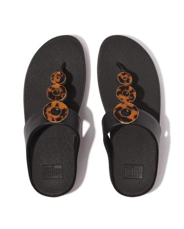 Chinelos de Mulher FITFLOP FINO RESIN-HOOP TOE POST NEGRA NEGRO