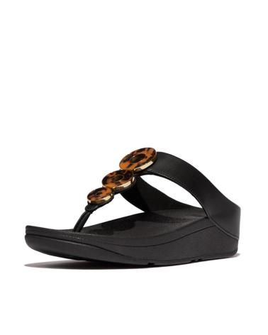 Chinelos de Mulher FITFLOP FINO RESIN-HOOP TOE POST NEGRA NEGRO