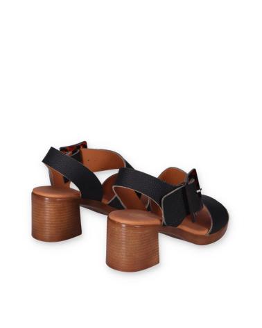 Woman Sandals CHIKA10 SANDALIA DE PIEL CON TACON PARA MUJER NEW GOTICA 09 NEGRO