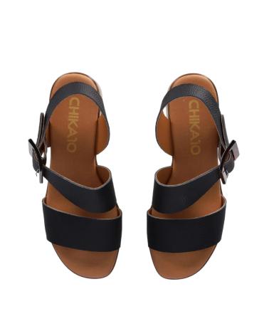 Woman Sandals CHIKA10 SANDALIA DE PIEL CON TACON PARA MUJER NEW GOTICA 09 NEGRO