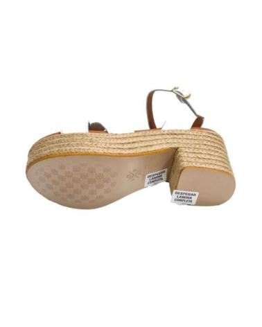 Sandalias de Mujer POPA SANDALIA CASUAL DE PIEL CON TACON Y PLATAFORMA DE YUTE BLANCO