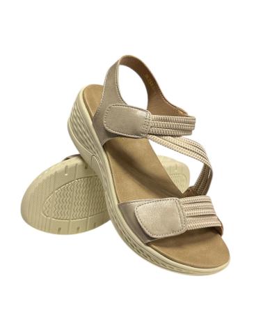 Sandales pour Femme CALZADOMANIA SANDALIA ELASTICA CON VELCRO BEIG