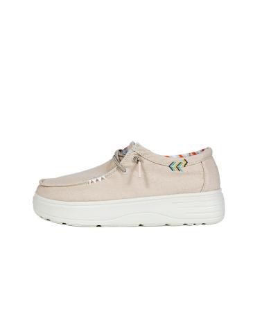 Nauticos pour Femme WALK IN PITAS NATAL ZAPATO WALLABI DE MUJER DE ALGODON BEIGE