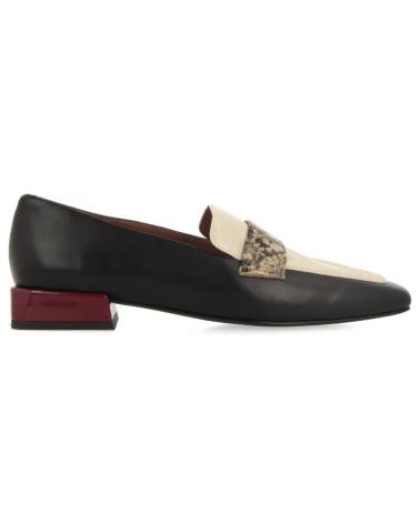 GIOSEPPO FRIDLEY S BLACK LOAFERS WITH GOLD DETAIL AND BURGUNDY HEEL NEGRO