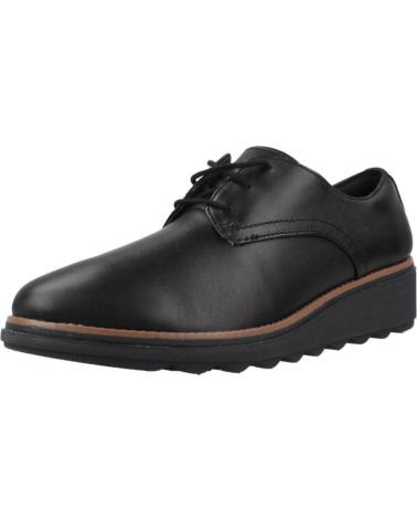 CLARKS BLUCHERS SHARON RAE IN PELLE NERA DA DONNA BLACK