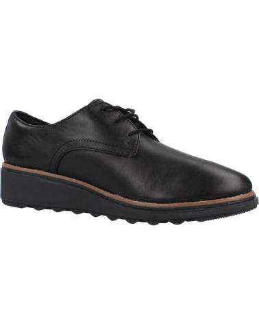 CLARKS BLUCHERS SHARON RAE IN PELLE NERA DA DONNA BLACK