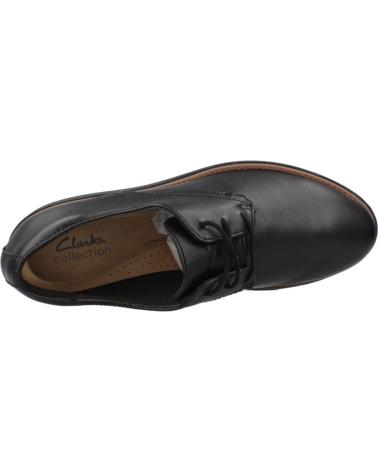 CLARKS BLUCHERS SHARON RAE IN PELLE NERA DA DONNA BLACK