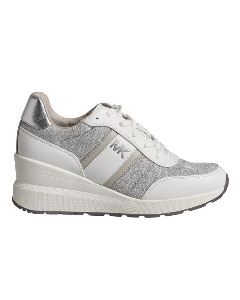 Sportif pour Femme MICHAEL KORS SNEAKERS MABEL DE PIEL Y MALLA DE CADENA BRILLANTE 43S4MBFSB BLANCO-PLATEADO