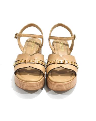Sandalen für Damen WEEKEND BY PEDRO MIRALLES SANDALIA CASUAL DE PIEL CON TACON Y PLATAFORMA CARAMELO