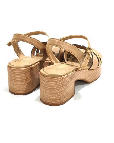 Sandalen für Damen WEEKEND BY PEDRO MIRALLES SANDALIA CASUAL DE PIEL CON TACON Y PLATAFORMA CARAMELO