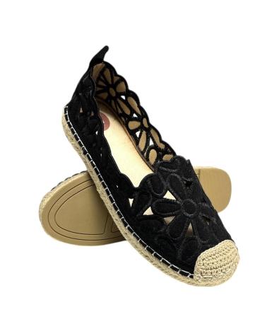 Zapatos de Mujer CALZADOMANIA ESPARTO BORDADA FLOR NEGRO