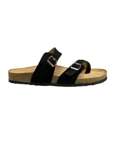 Sandales pour Femme CALZADOMANIA SANDALIA PLANA DOS HEBILLAS NEGRO
