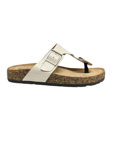 Sandales pour Femme CALZADOMANIA SANDALIA PLANA TIRA CENTRAL BLANCO