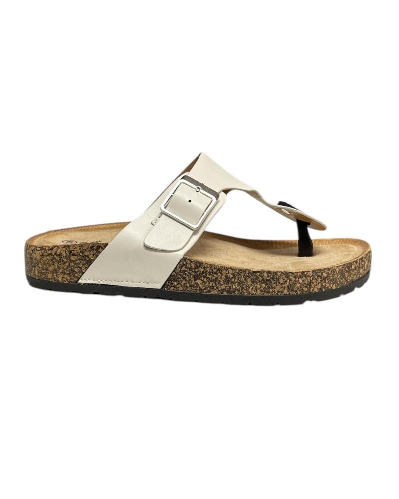 Sandales pour Femme CALZADOMANIA SANDALIA PLANA TIRA CENTRAL BLANCO