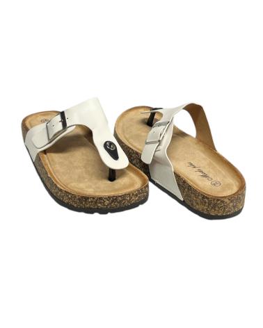 Sandales pour Femme CALZADOMANIA SANDALIA PLANA TIRA CENTRAL BLANCO