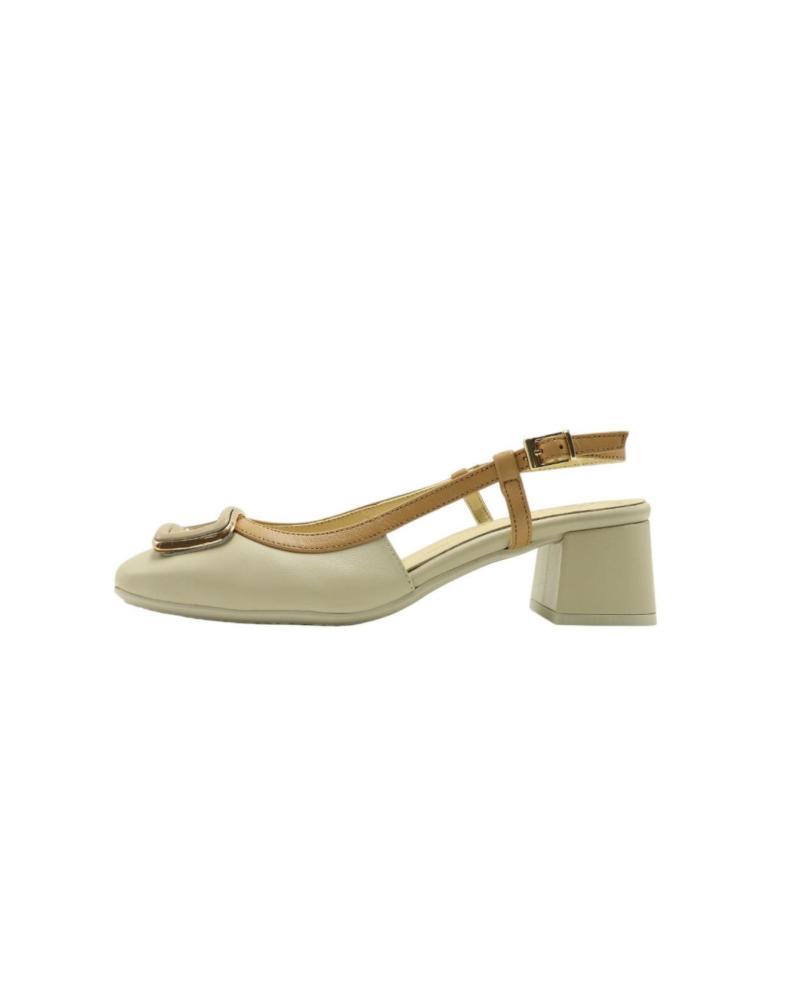 Sandales pour Femme DESCANFLEX DESTALONADO APLIQUE DORADO 28115 TUNICE - ECRU