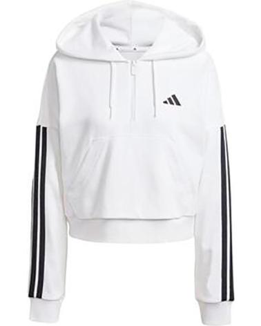 SUDADERA CROPPED ADIDAS W 3S FT QZ HD BRANCA COM CAPUZ PARA MULHER BLANCO