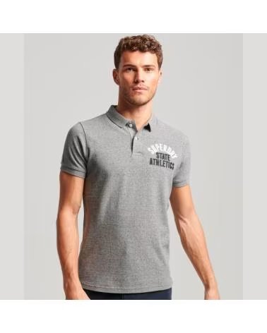 SUPERDRY M1110349A-9QW KURZARM-POLOSHIRT IN GRAU GRIS