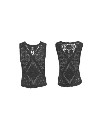TOP FEMME GUESS AJOURE NOIR NEGRO