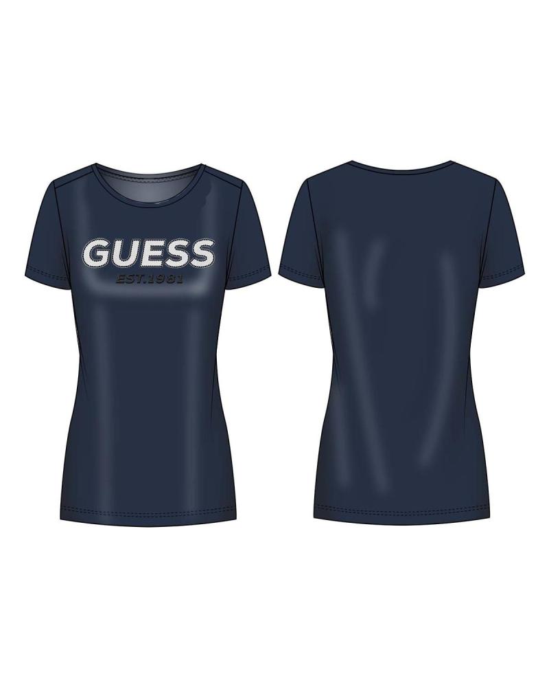 T-SHIRT PRETA COM LOGOTIPO DE BRILHO GUESS NEGRO