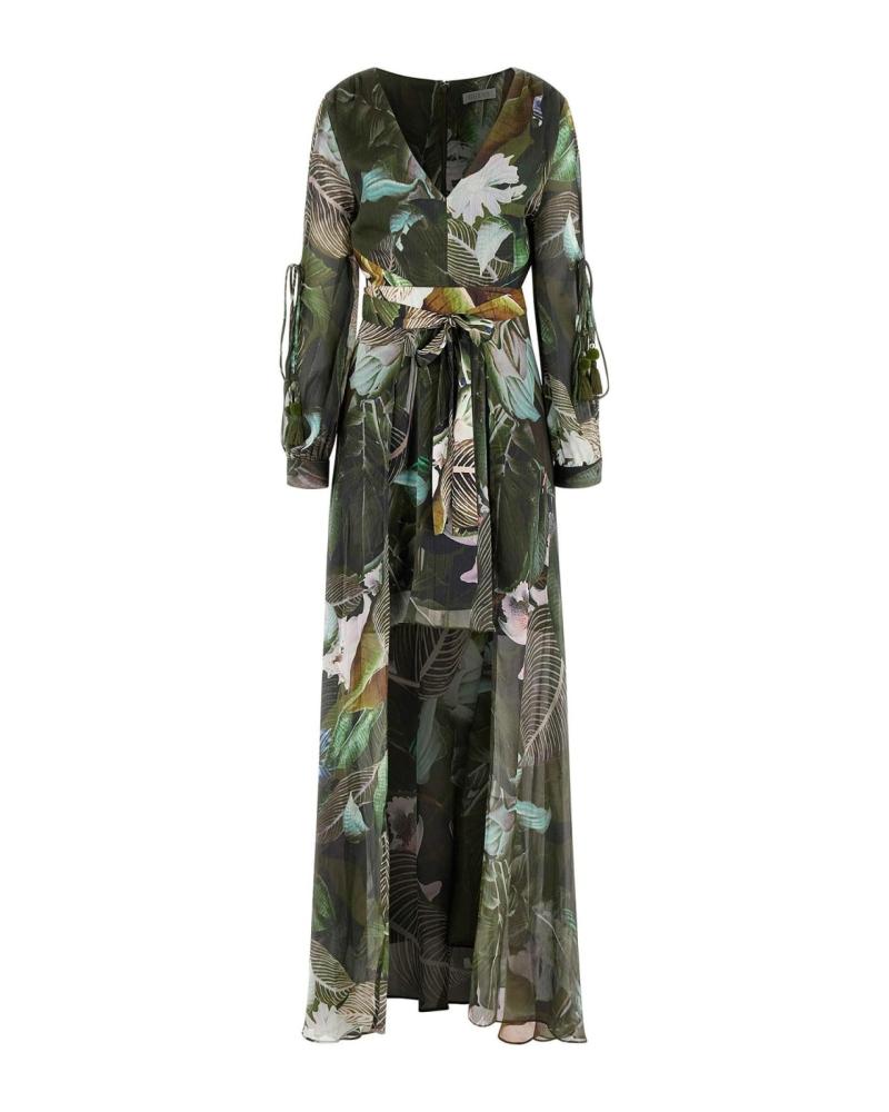 VESTIDO LONGO GUESS ESTAMPA DE FOLHAS FEMININO VARIOS COLORES
