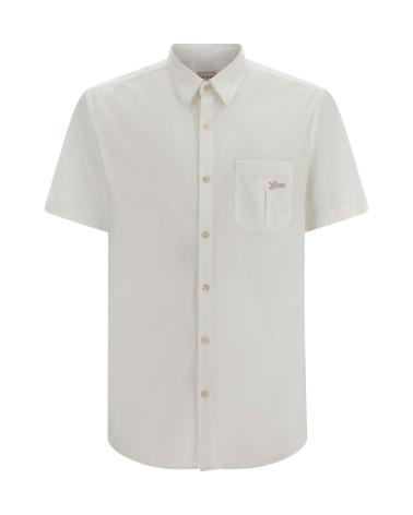 GUESS KURZARMHEMD MIT LOGO UND TASCHE - WEISS BLANCO