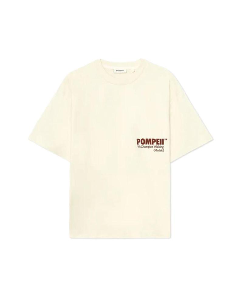 POMPEII WHITE LOGO TEE SHORT SLEEVE T-SHIRT BEIGE BEIG