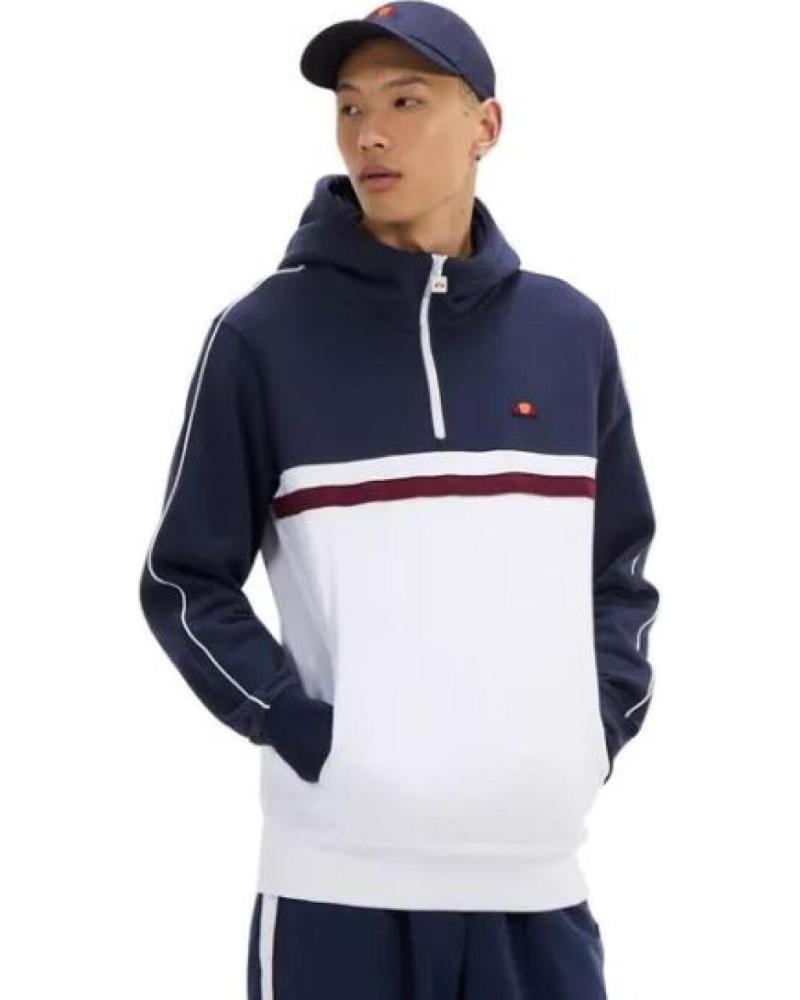 CAMISOLA COM CAPUZ ELLESSE COLOR BLOCK MARINHO-BRANCO COM ZÍPER MARINO-BLANCO