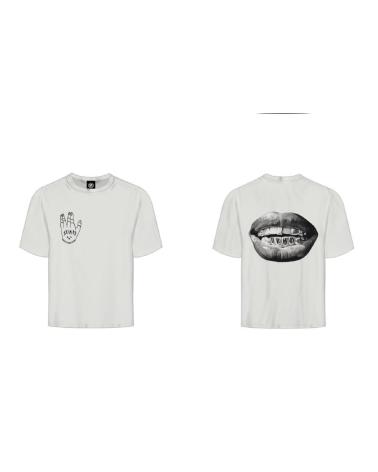 GRIMEY CAMISETA 'OFF WHITE' CON ESTAMPADO LABIOS EN BLANCO OFF WHITE