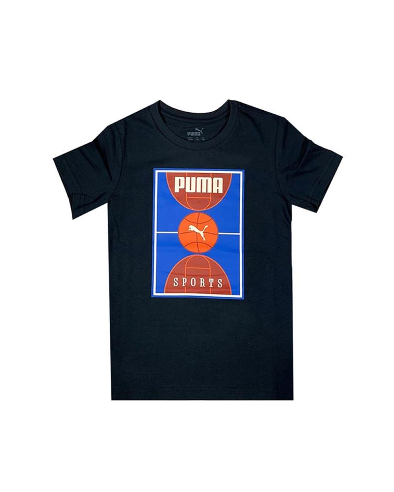 PUMA KIDS' BASKETBALL T-SHIRT 1 - BLUE WITH GRAPHIC PRINT 1